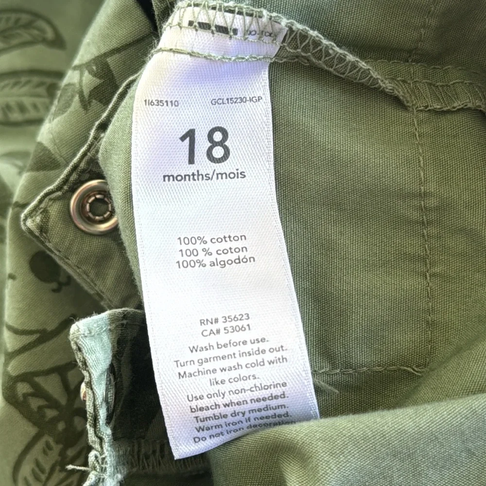 Carter’s green koala bear safari print sleeveless cotton baby romper size 18M